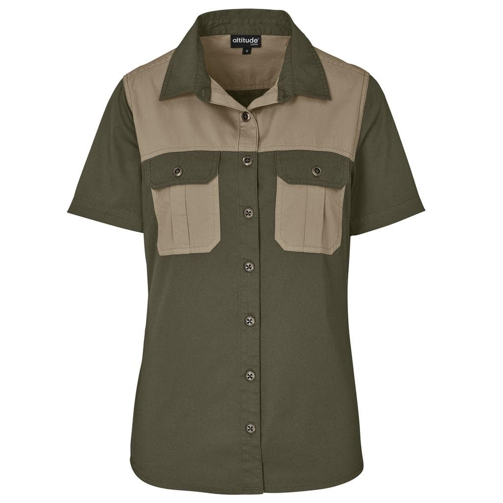 Ladies Short Sleeve Serengeti 2-Tone Bush Shirt 1