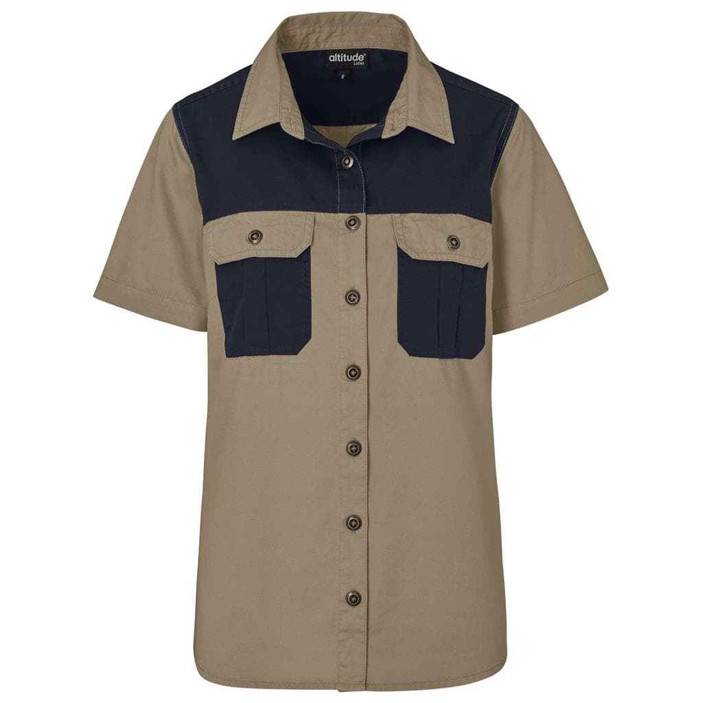 Ladies Short Sleeve Serengeti 2-Tone Bush Shirt 2