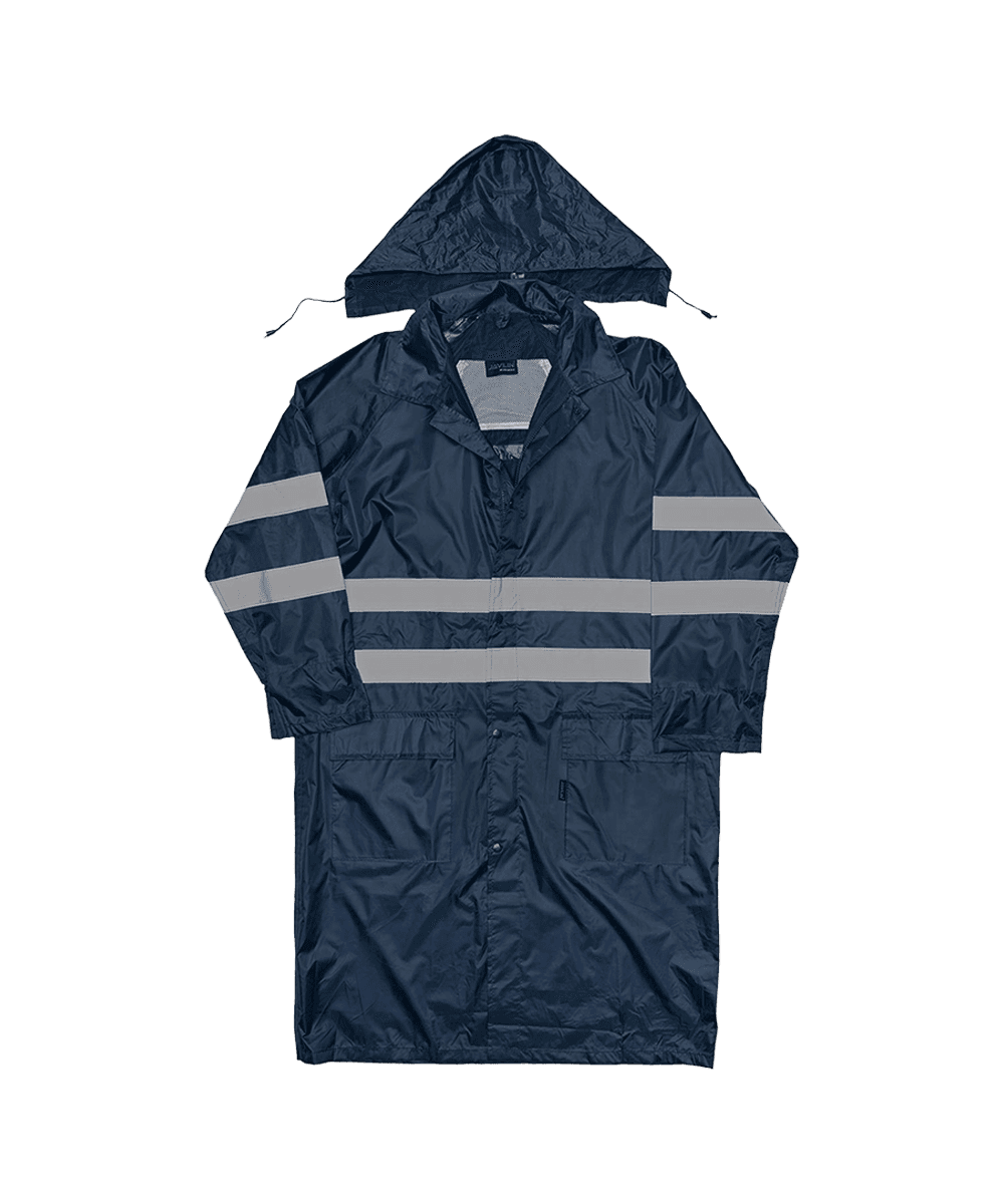 Polyester PVC Reflective Calf Length Rain Coat 1