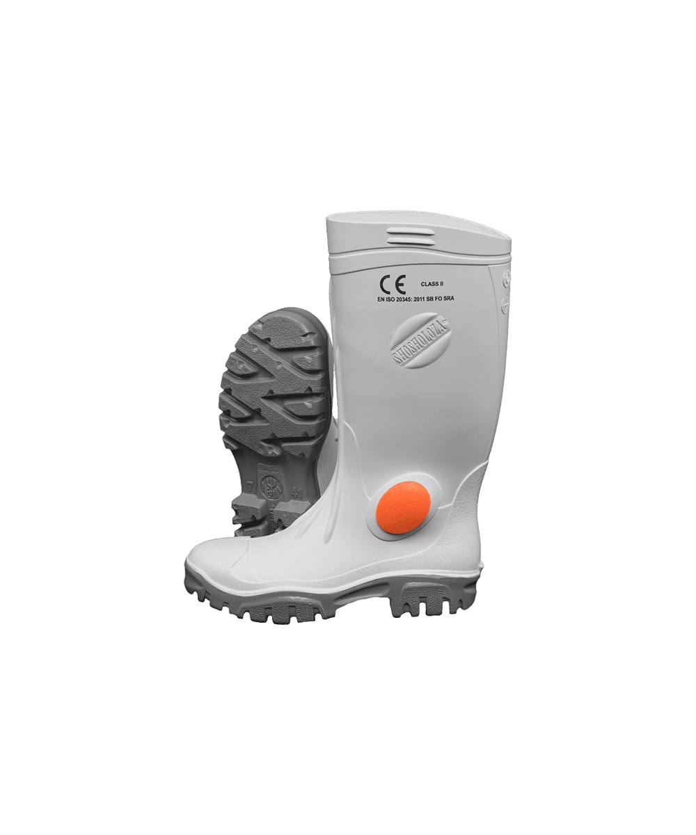 White/Grey Knee Length Heavy Duty Steel Toe Gumboot