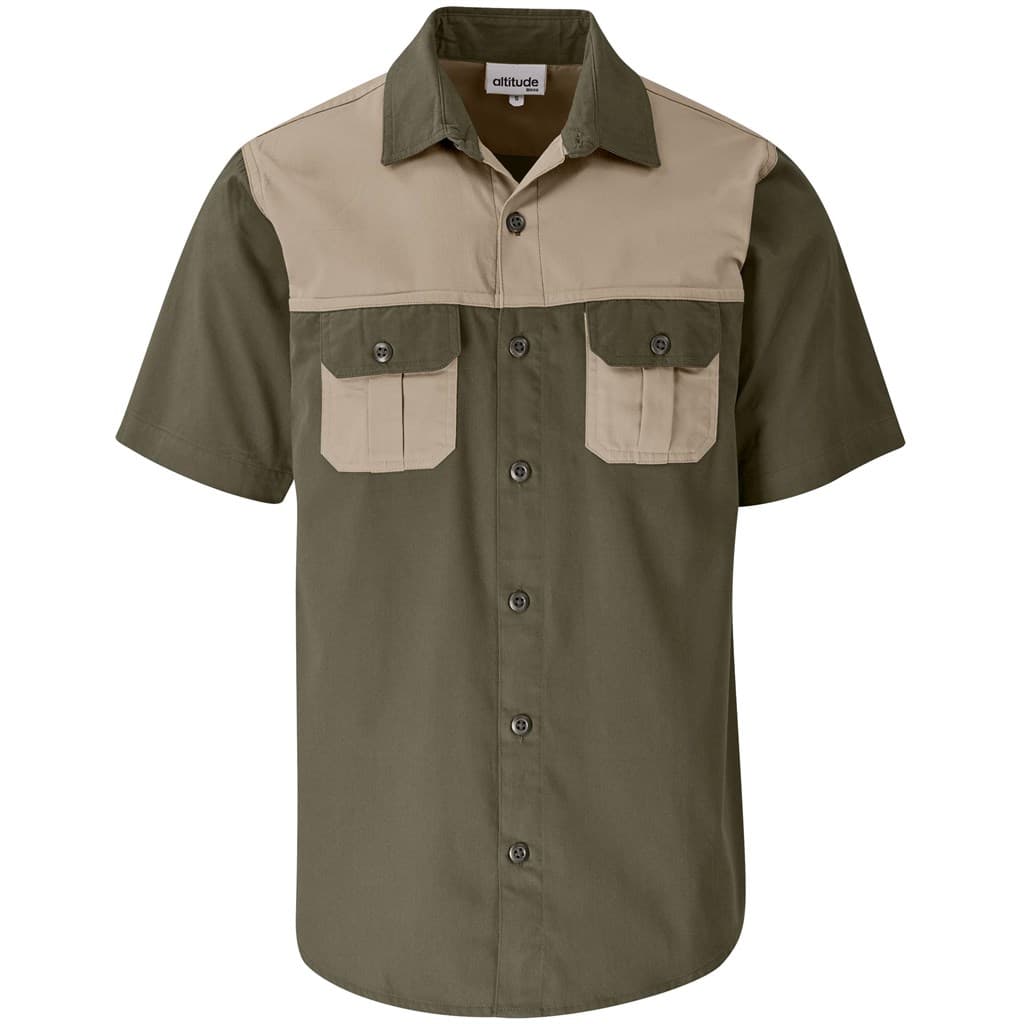 Mens Short Sleeve Serengeti 2-Tone Bush Shirt 10