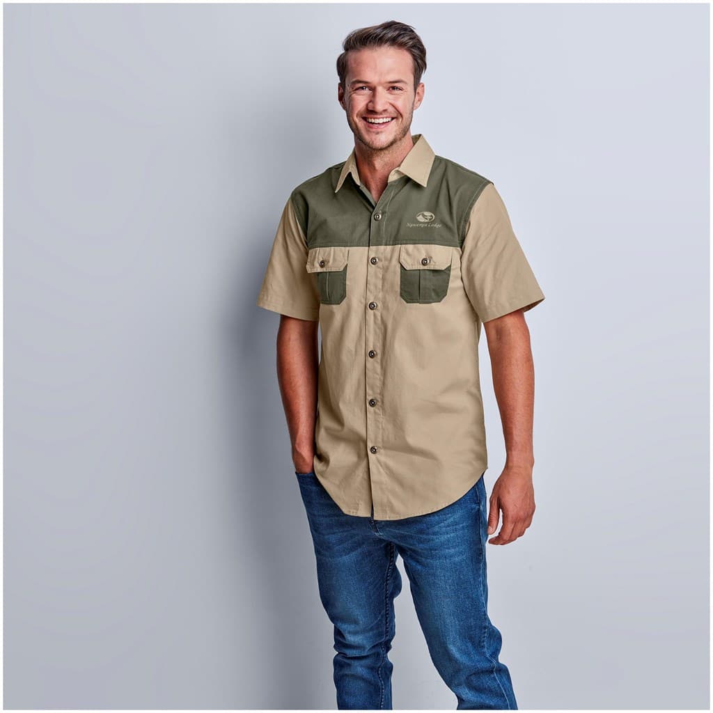 Mens Short Sleeve Serengeti 2-Tone Bush Shirt 8