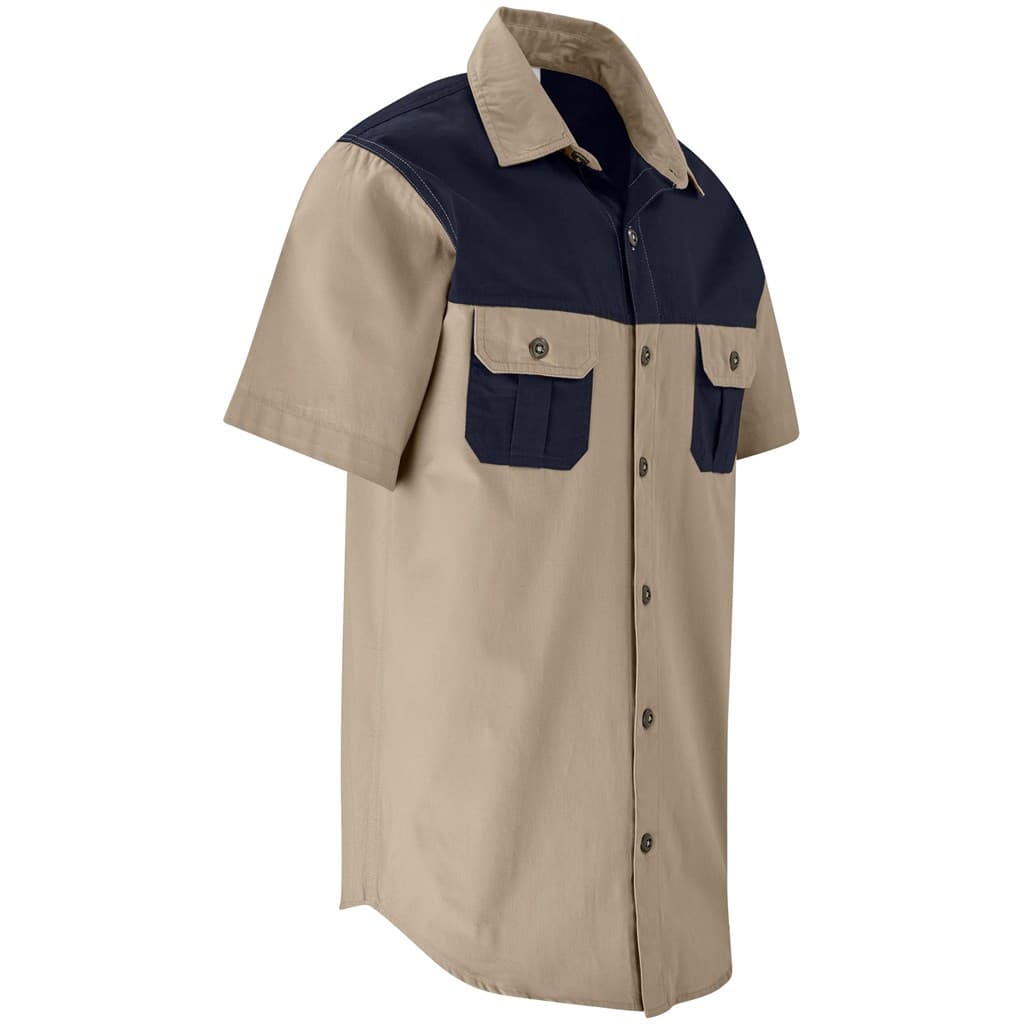 Mens Short Sleeve Serengeti 2-Tone Bush Shirt 18