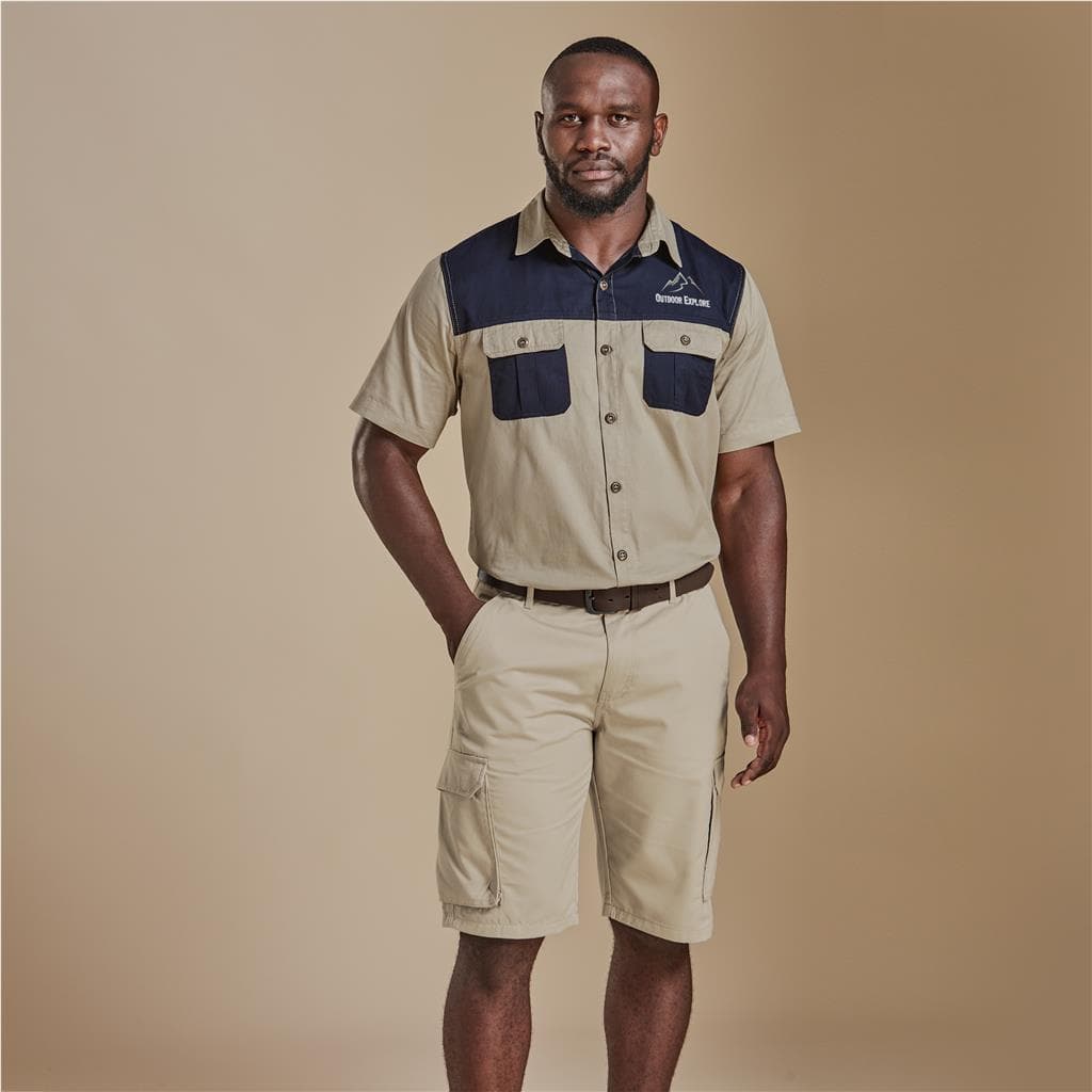 Mens Short Sleeve Serengeti 2-Tone Bush Shirt 20