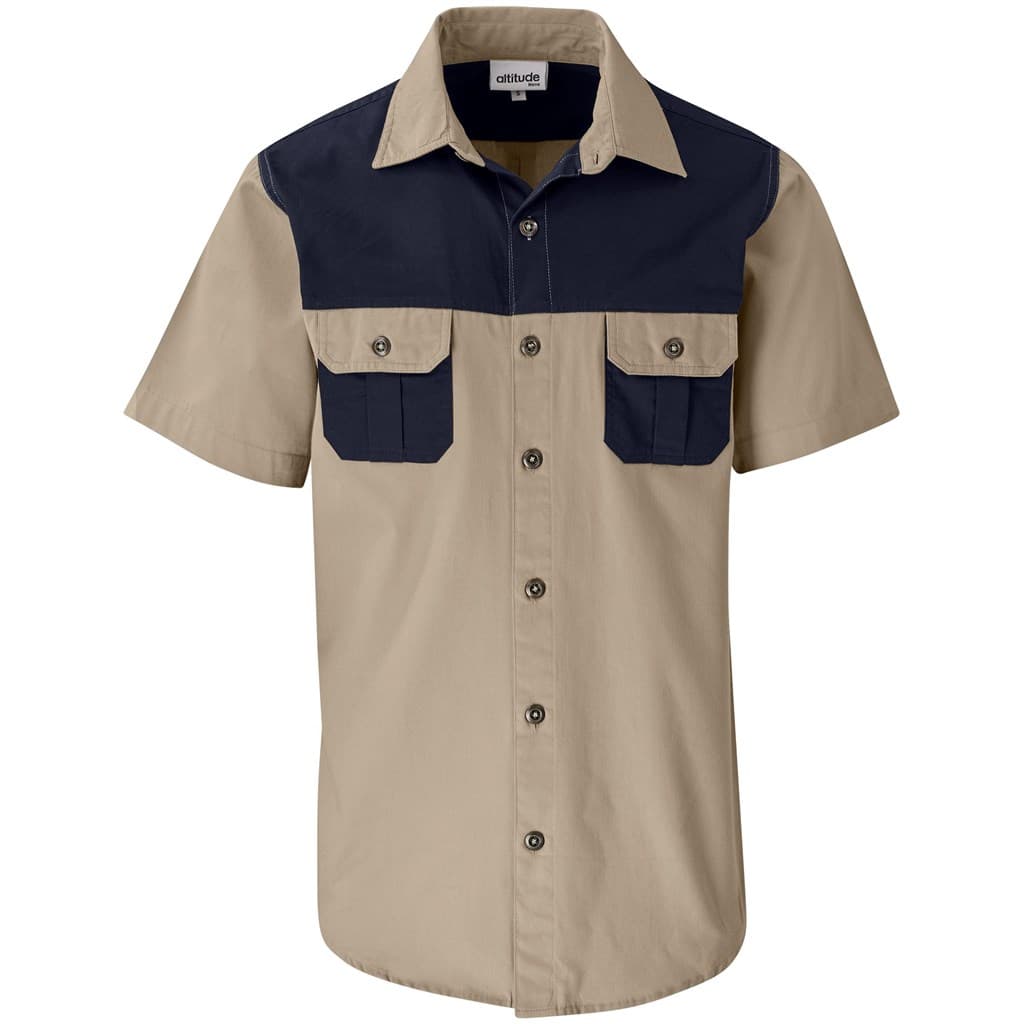 Mens Short Sleeve Serengeti 2-Tone Bush Shirt 17
