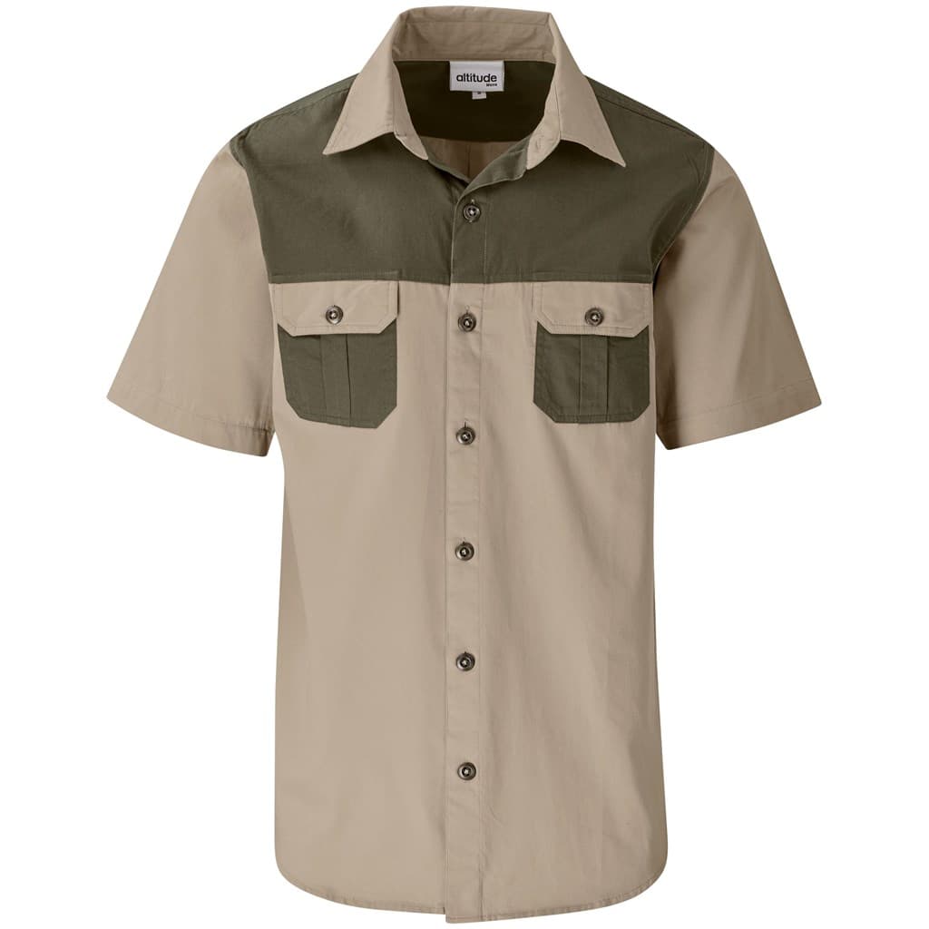 Mens Short Sleeve Serengeti 2-Tone Bush Shirt 23