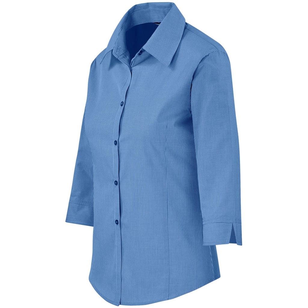 Ladies 3/4 Sleeve Micro Check Shirt 3