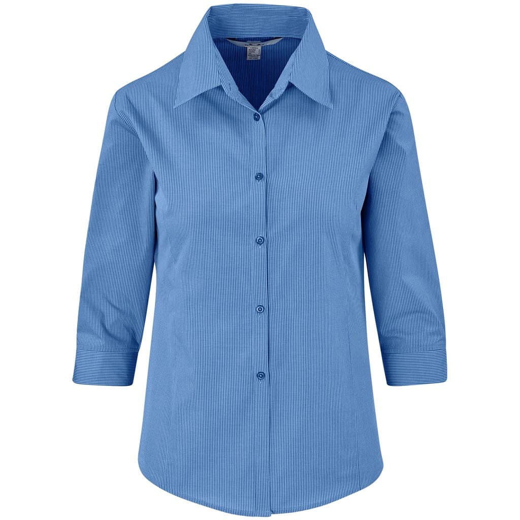 Ladies 3/4 Sleeve Micro Check Shirt 2