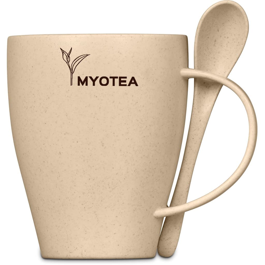 Okiyo Kawai Wheat Straw Mug & Spoon - 350ml 1