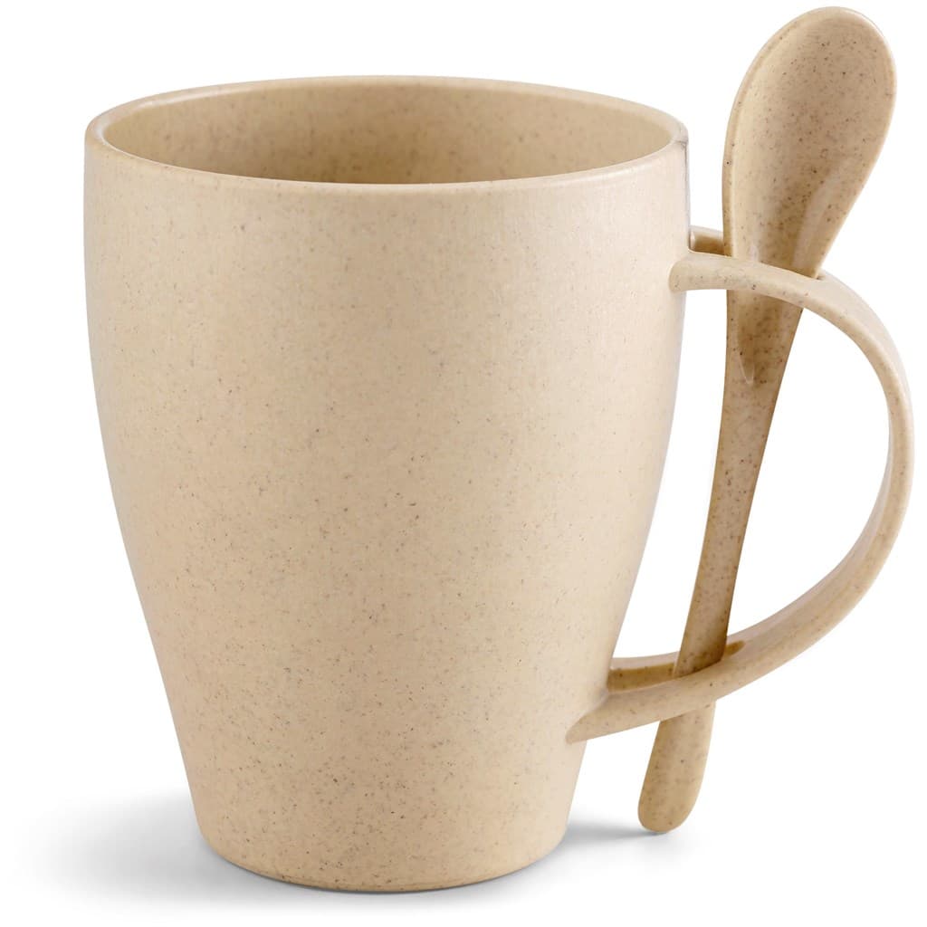 Okiyo Kawai Wheat Straw Mug & Spoon - 350ml 5