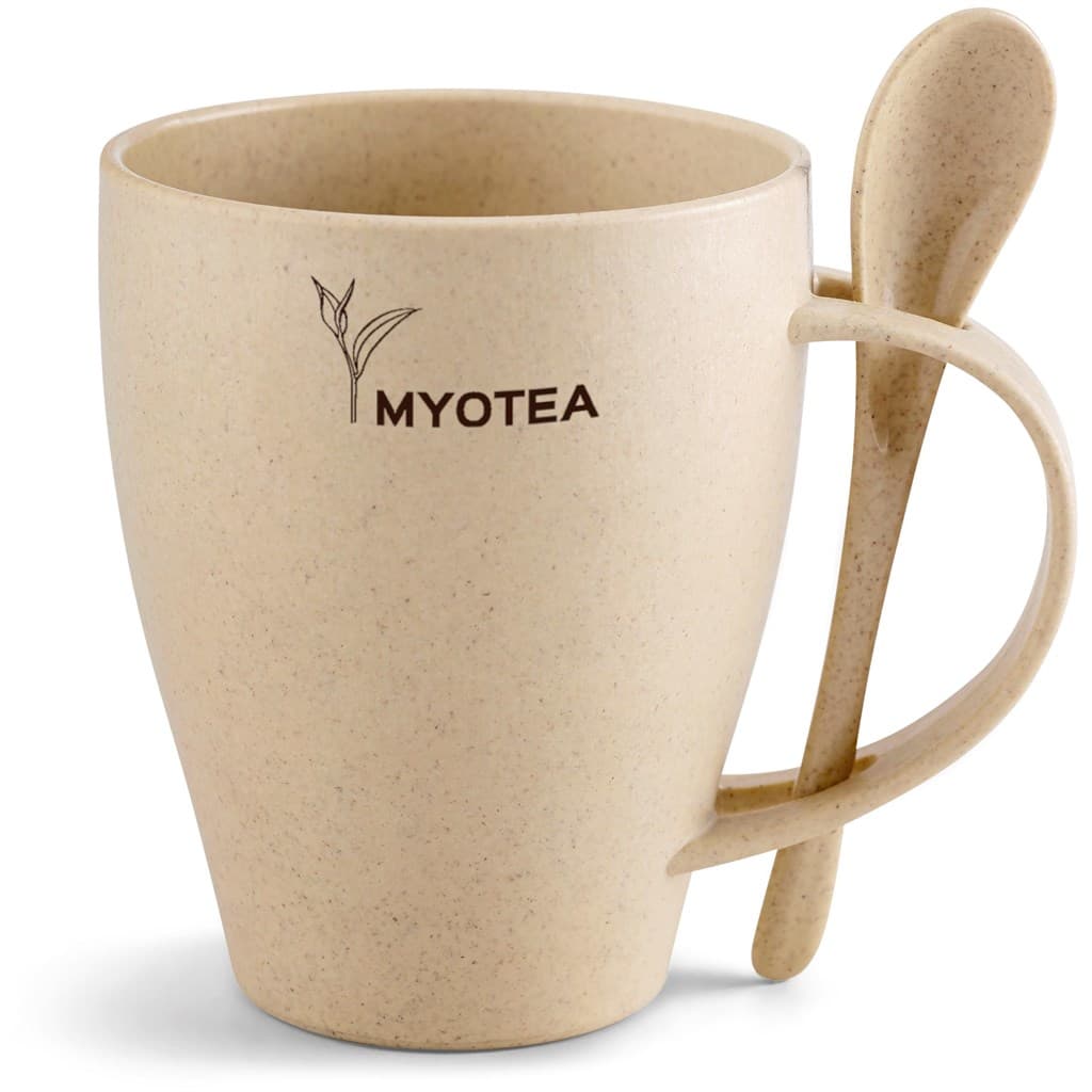 Okiyo Kawai Wheat Straw Mug & Spoon - 350ml 10