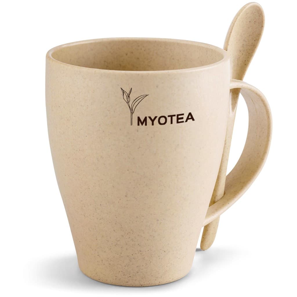 Okiyo Kawai Wheat Straw Mug & Spoon - 350ml 3