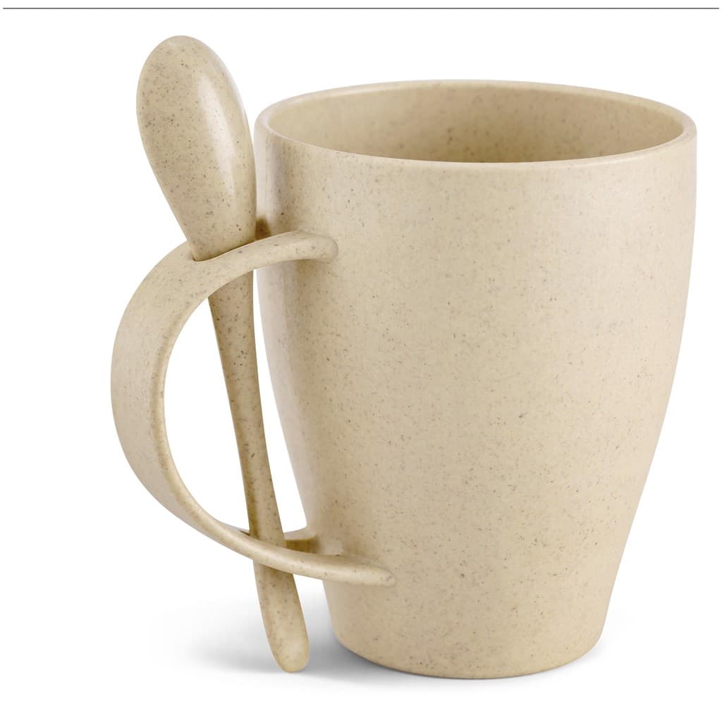 Okiyo Kawai Wheat Straw Mug & Spoon - 350ml 4
