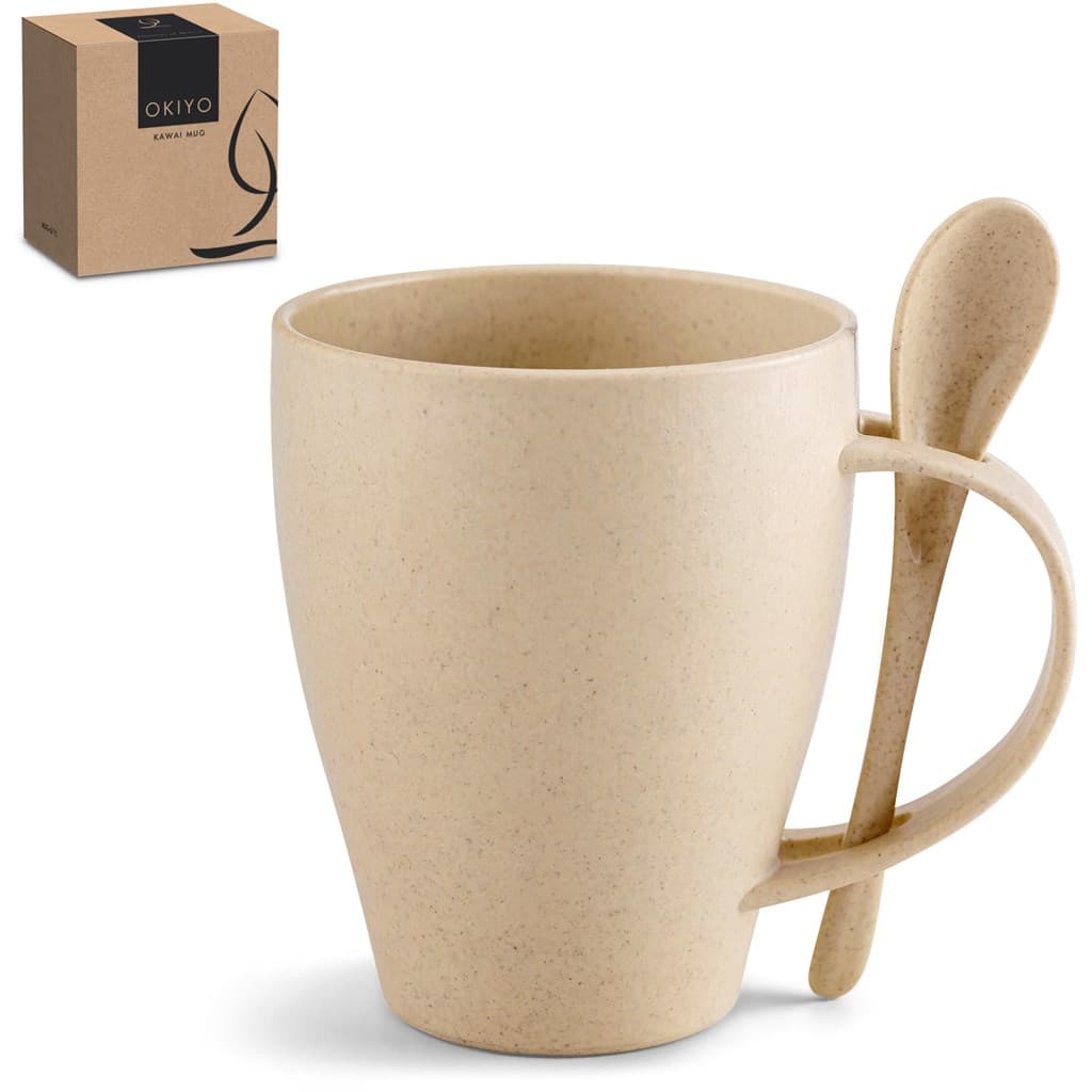 Okiyo Kawai Wheat Straw Mug & Spoon - 350ml 7