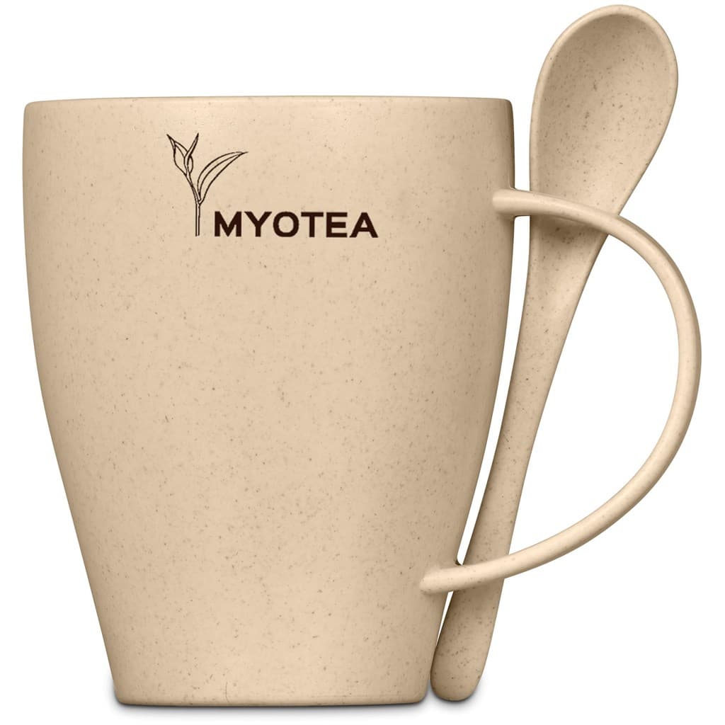 Okiyo Kawai Wheat Straw Mug & Spoon - 350ml 15