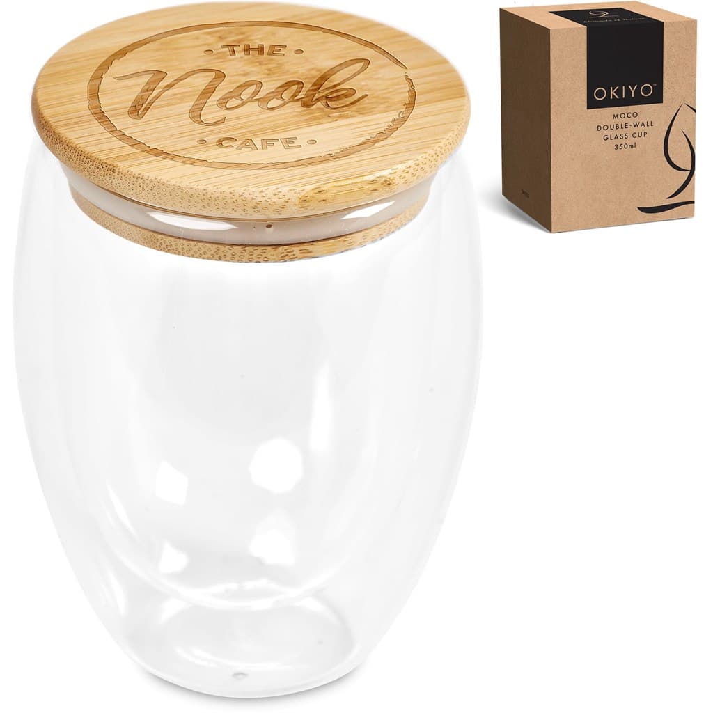 Okiyo Moco Glass & Bamboo Double-Wall Cup - 350ml 3
