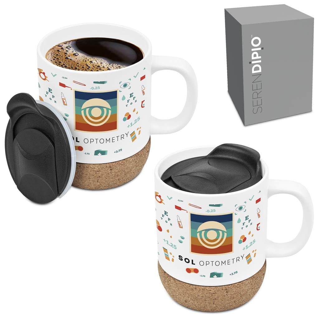 Serendipio Sienna Cork & Ceramic Sublimation Coffee Mug - 340ml 2