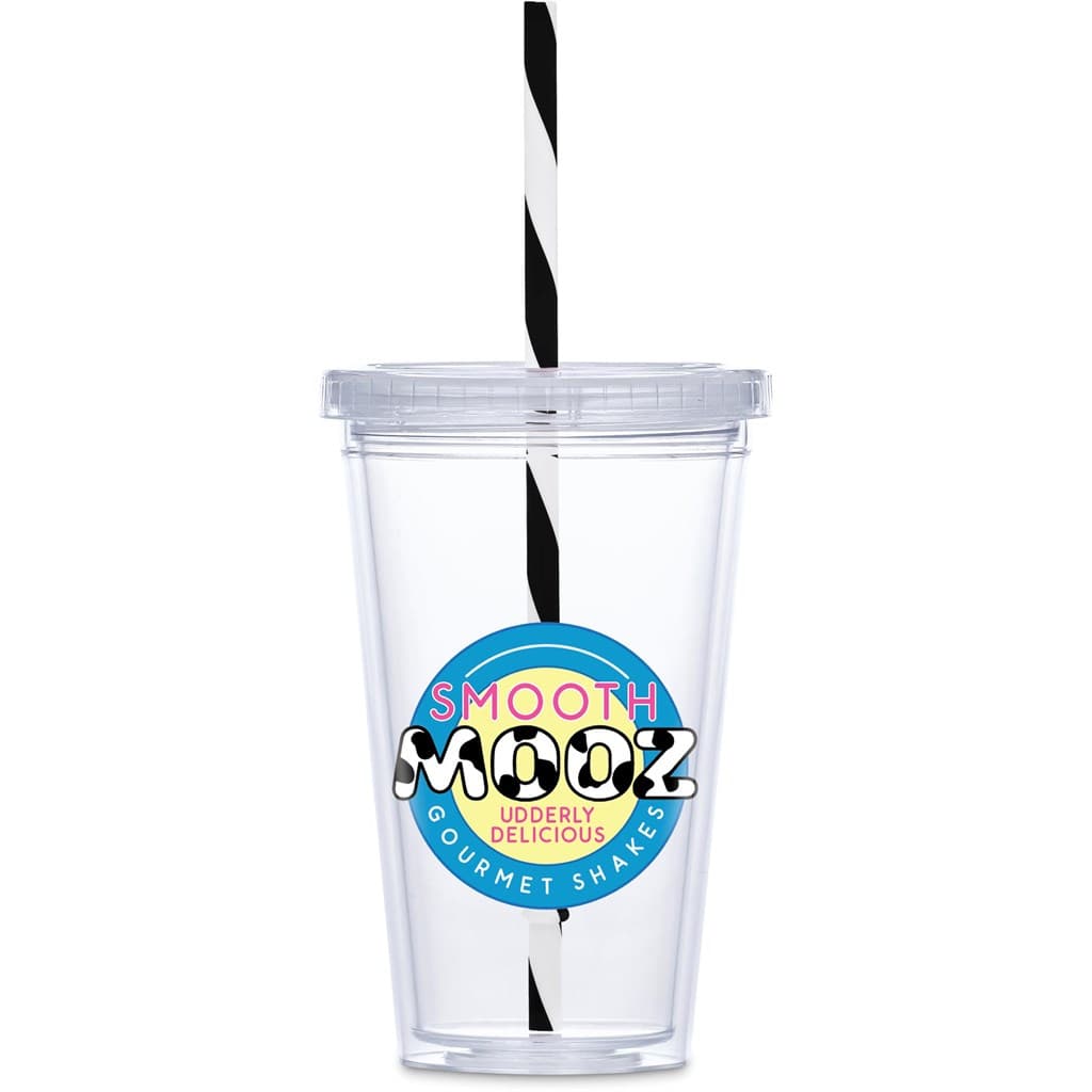 Malibu Double-Wall Plastic Tumbler & Straw - 470ml 1