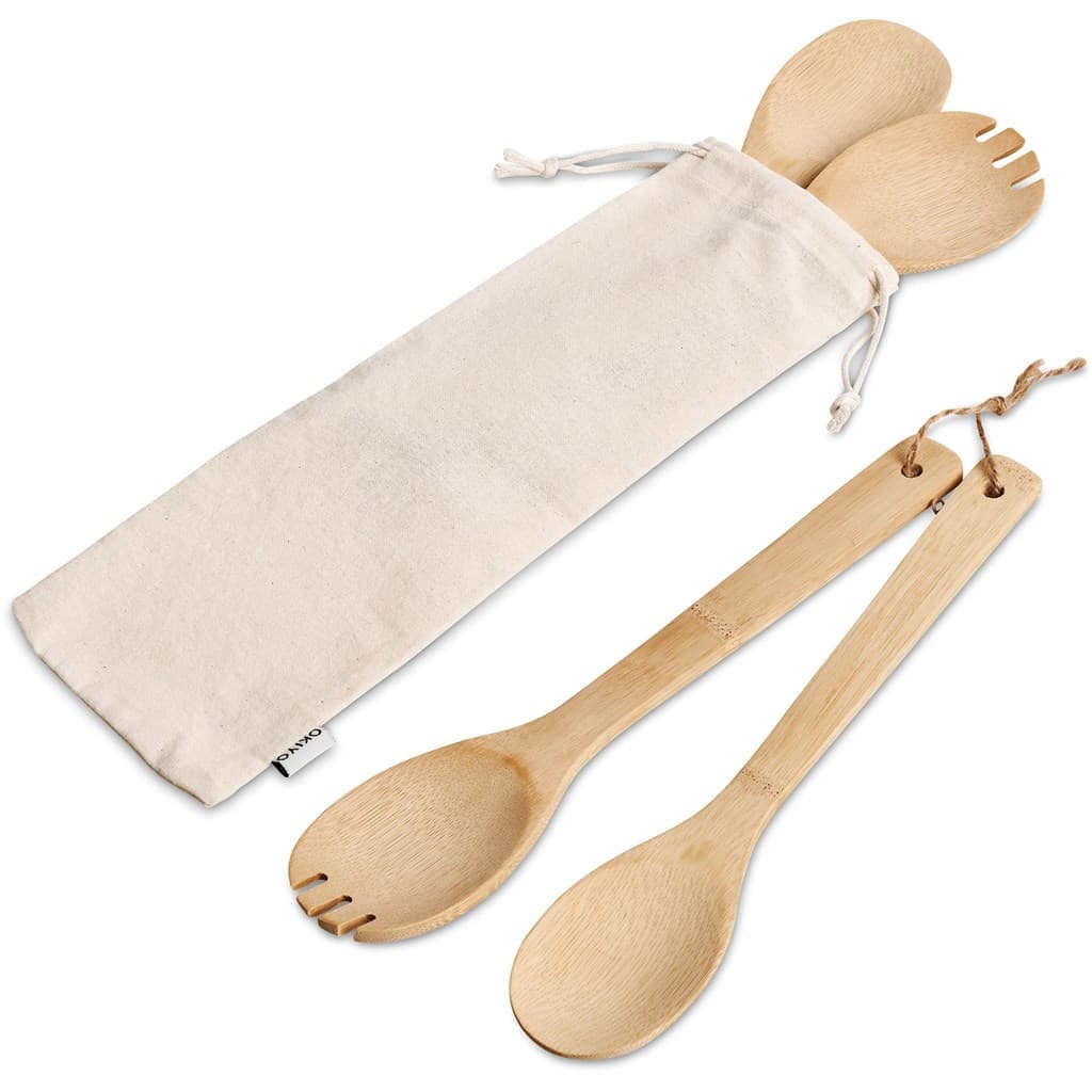 Okiyo Shinsen Bamboo Salad Servers 5