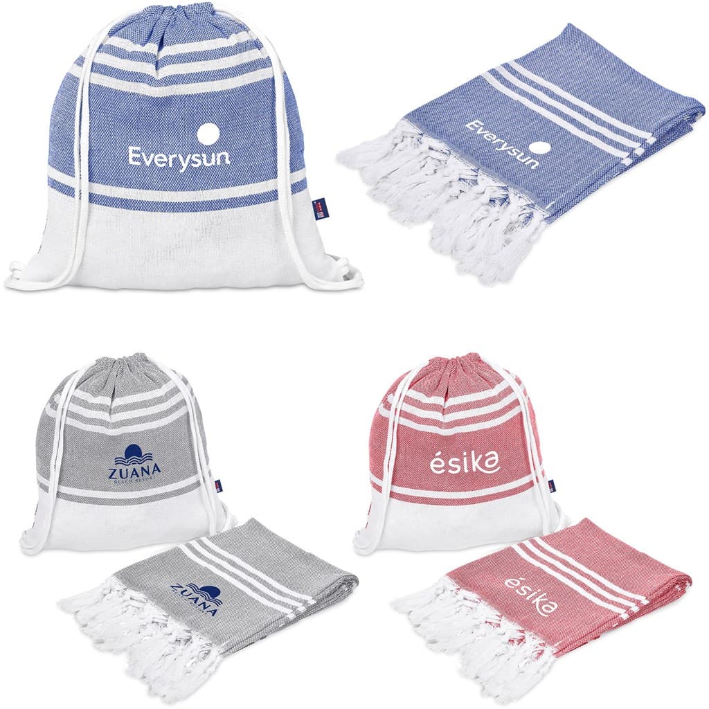 US Basic Santa Cruz Cotton-Rich Beach Towel & Drawstring Bag 1