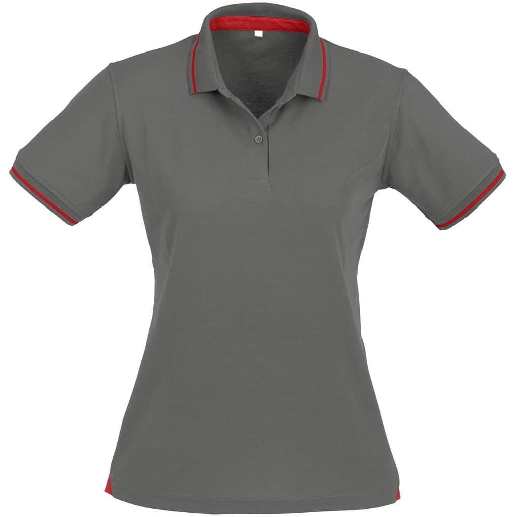 Ladies Jet Golf Shirt - Grey Red 1