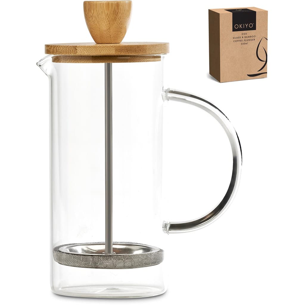 Okiyo Osu Glass & Bamboo Coffee Plunger - 350ml 4