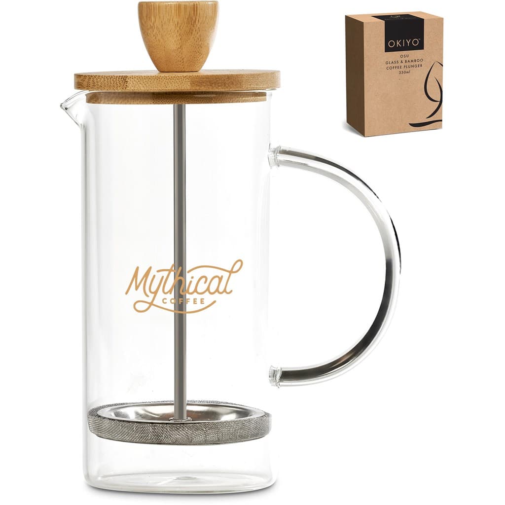 Okiyo Osu Glass & Bamboo Coffee Plunger - 350ml 10