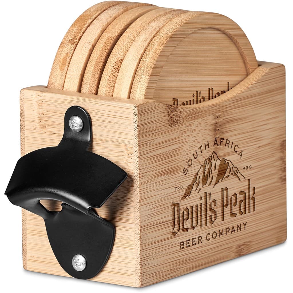 Okiyo Kanpai Bamboo Coaster & Bottle Opener Set 23