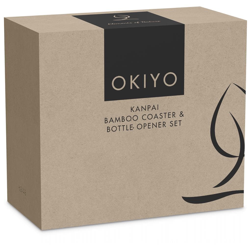 Okiyo Kanpai Bamboo Coaster & Bottle Opener Set 5