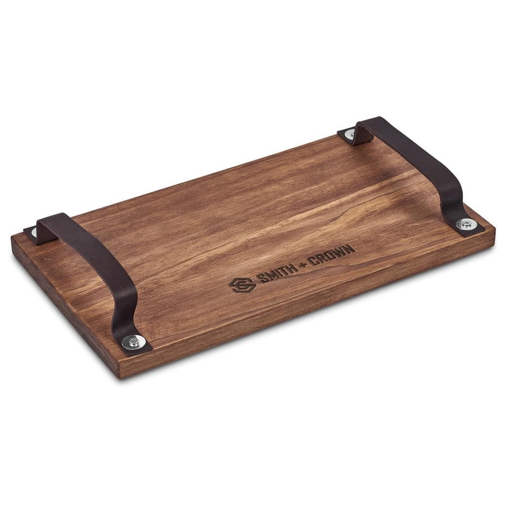 Serendipio Large Farm Style Wooden Tray with Leather Straps 1