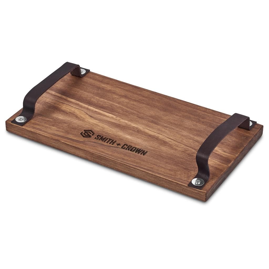 Serendipio Large Farm Style Wooden Tray with Leather Straps 3