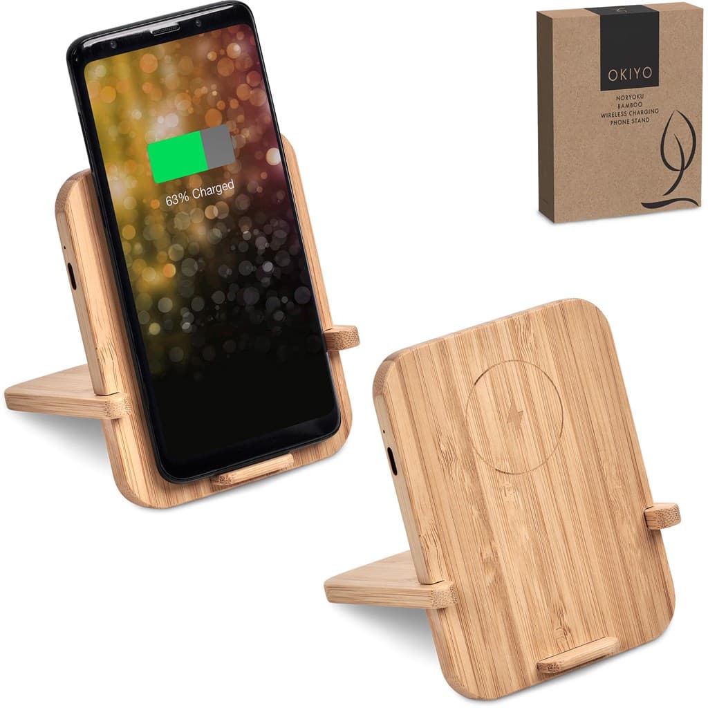 Okiyo Noryoku Bamboo Wireless Charging Phone Stand 12