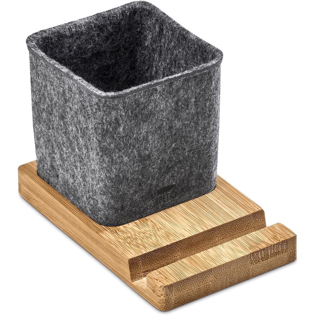 Okiyo Kyadi Recycled PET & Bamboo Desk Caddy Phone Stand 5