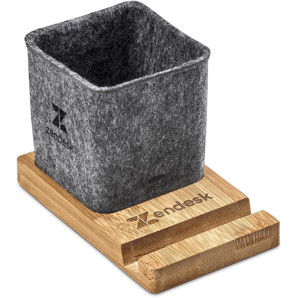 Okiyo Kyadi Recycled PET & Bamboo Desk Caddy Phone Stand 11