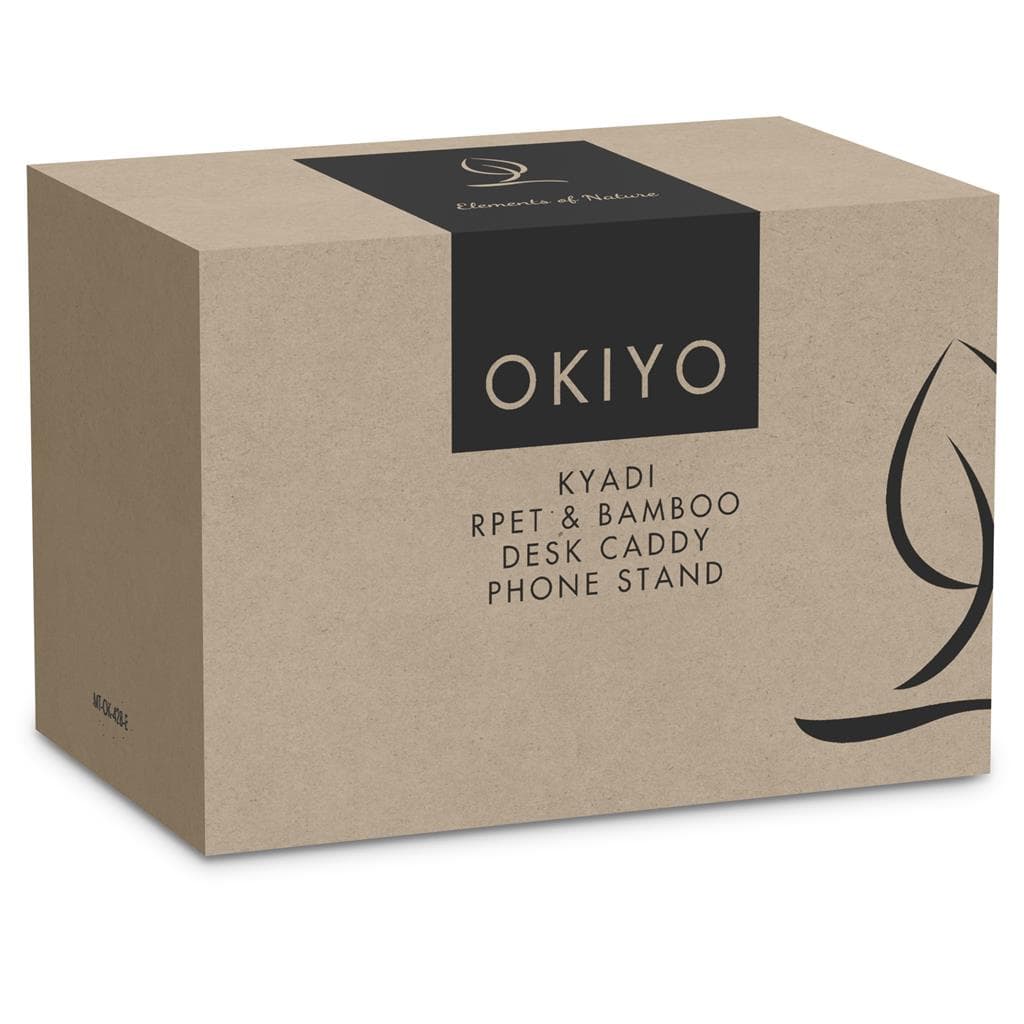 Okiyo Kyadi Recycled PET & Bamboo Desk Caddy Phone Stand 3