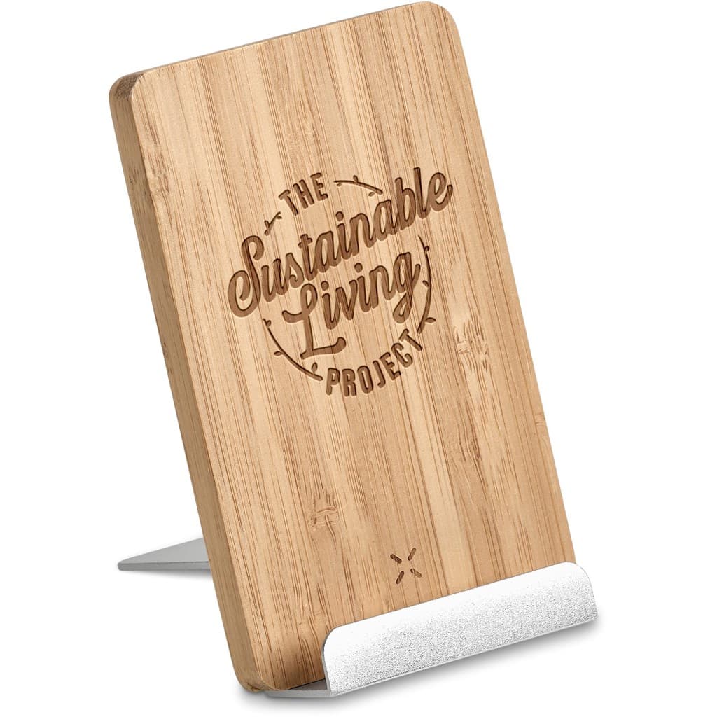 Okiyo Hakka Bamboo & Recycled Aluminium Wireless Charging Phone Stand 4