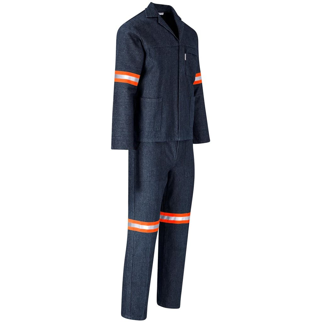 Vintage 100% Cotton Denim Conti Suit - Reflective Arms & Legs - Orange Tape 5