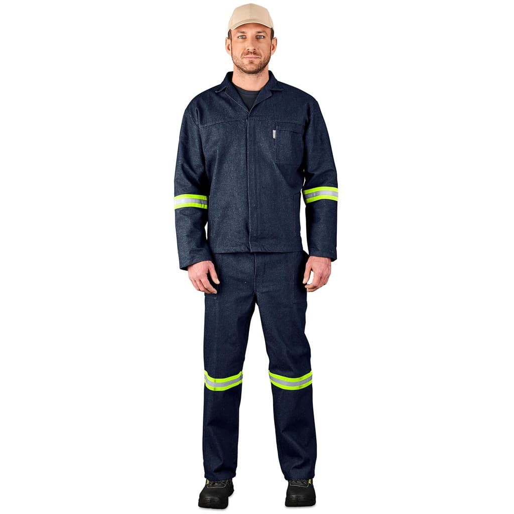 Vintage 100% Cotton Denim Conti Suit - Reflective Arms, Legs & Back - Yellow Tape 5