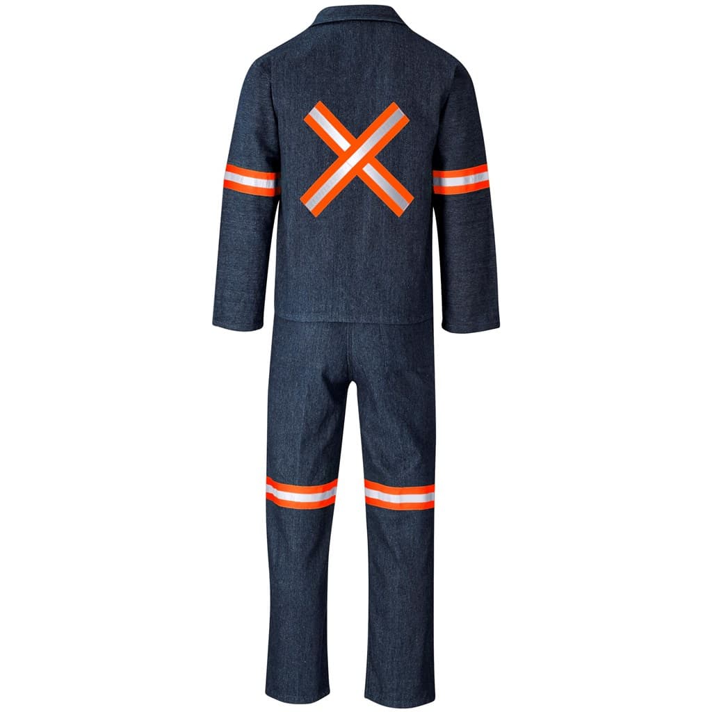 Vintage 100% Cotton Denim Conti Suit - Reflective Arms, Legs & Back - Orange Tape 5