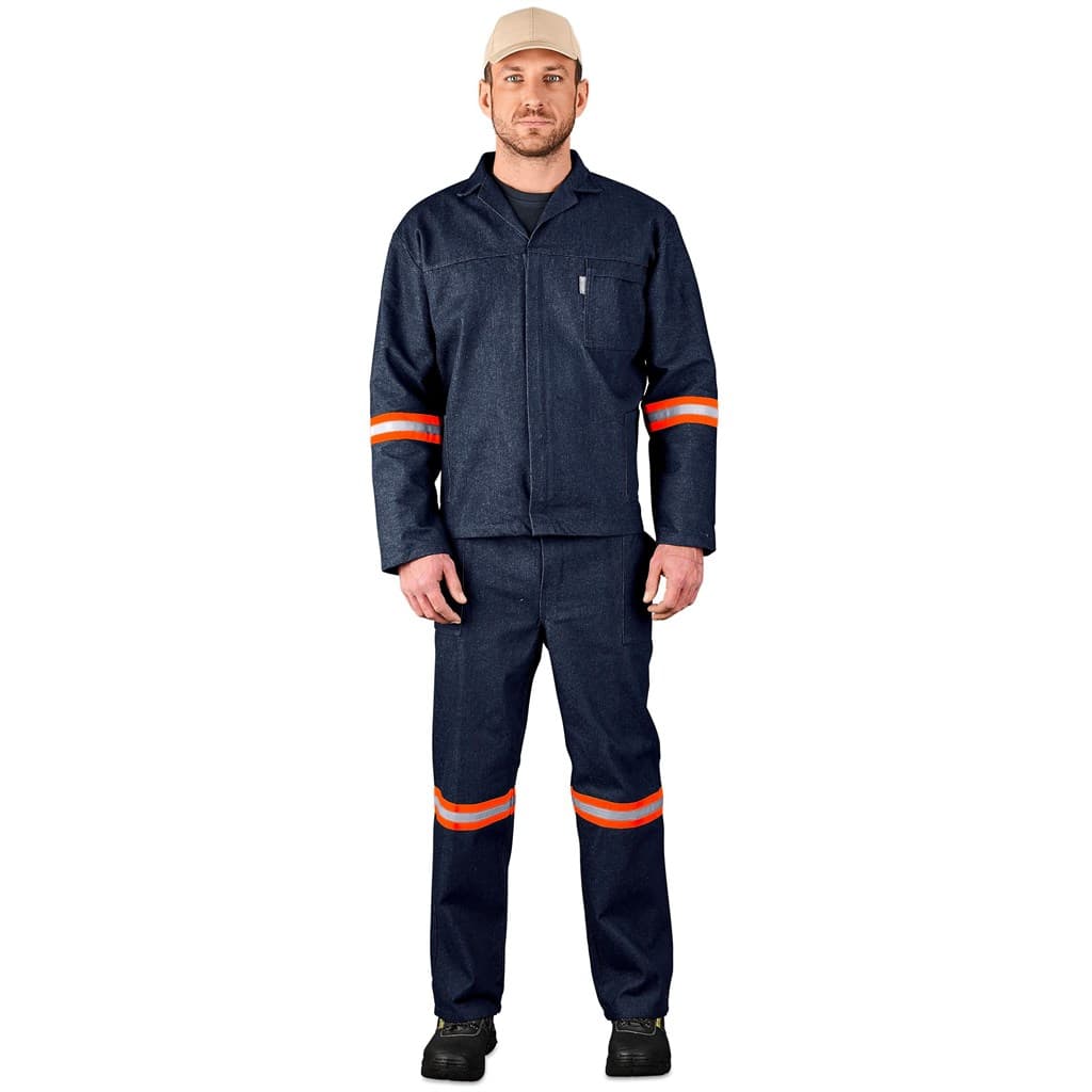 Vintage 100% Cotton Denim Conti Suit - Reflective Arms, Legs & Back - Orange Tape 3