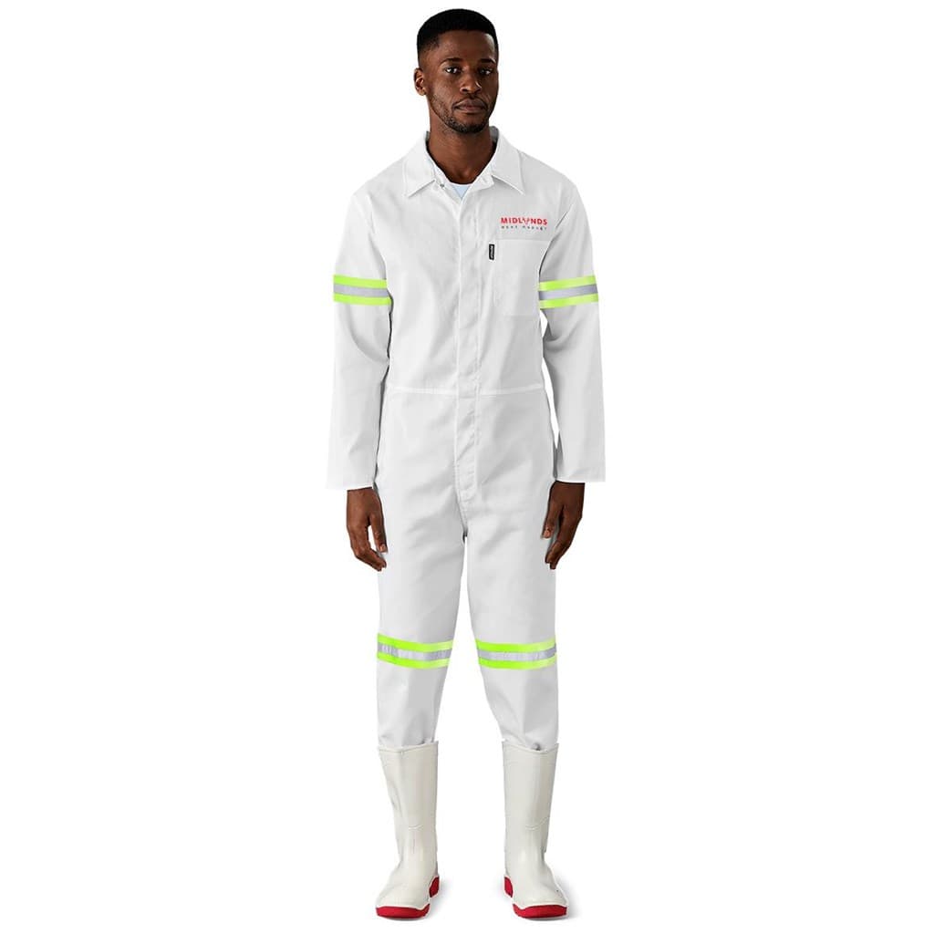 Safety Polycotton Boiler Suit - Reflective Arms Legs & Back - Yellow Tape 3