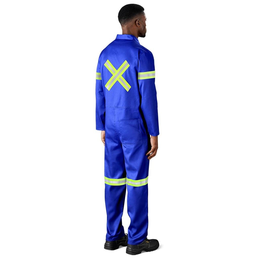 Safety Polycotton Boiler Suit - Reflective Arms Legs & Back - Yellow Tape 1