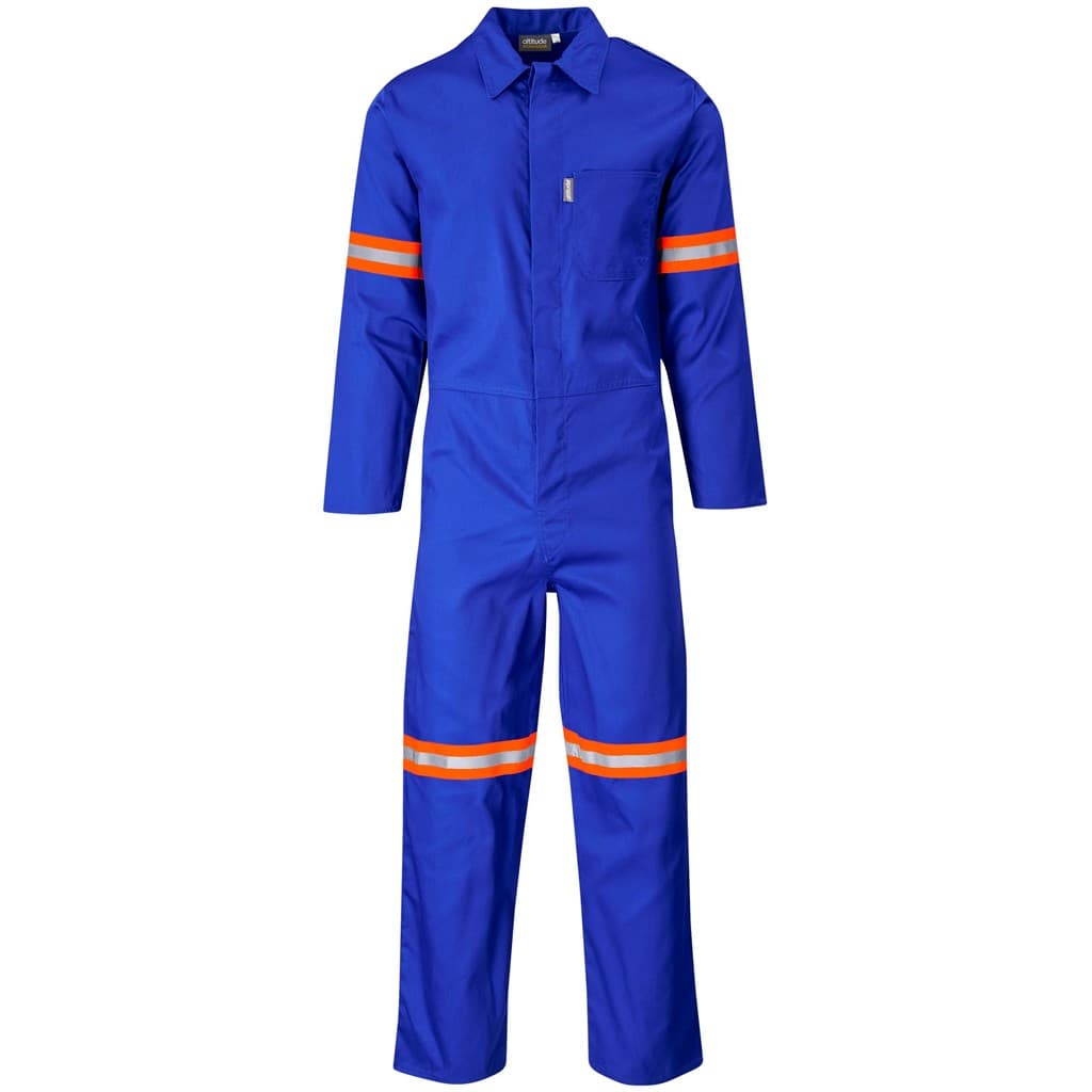 Safety Polycotton Boiler Suit - Reflective Arms Legs & Back - Orange Tape 8