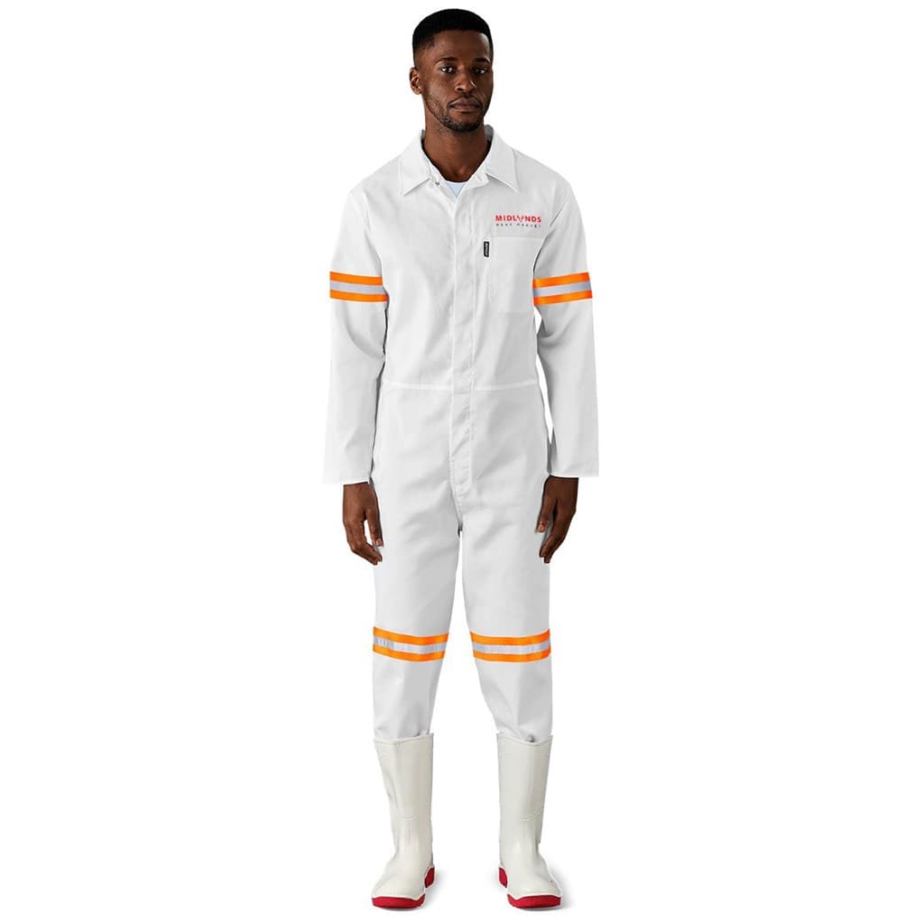 Safety Polycotton Boiler Suit - Reflective Arms Legs & Back - Orange Tape 2
