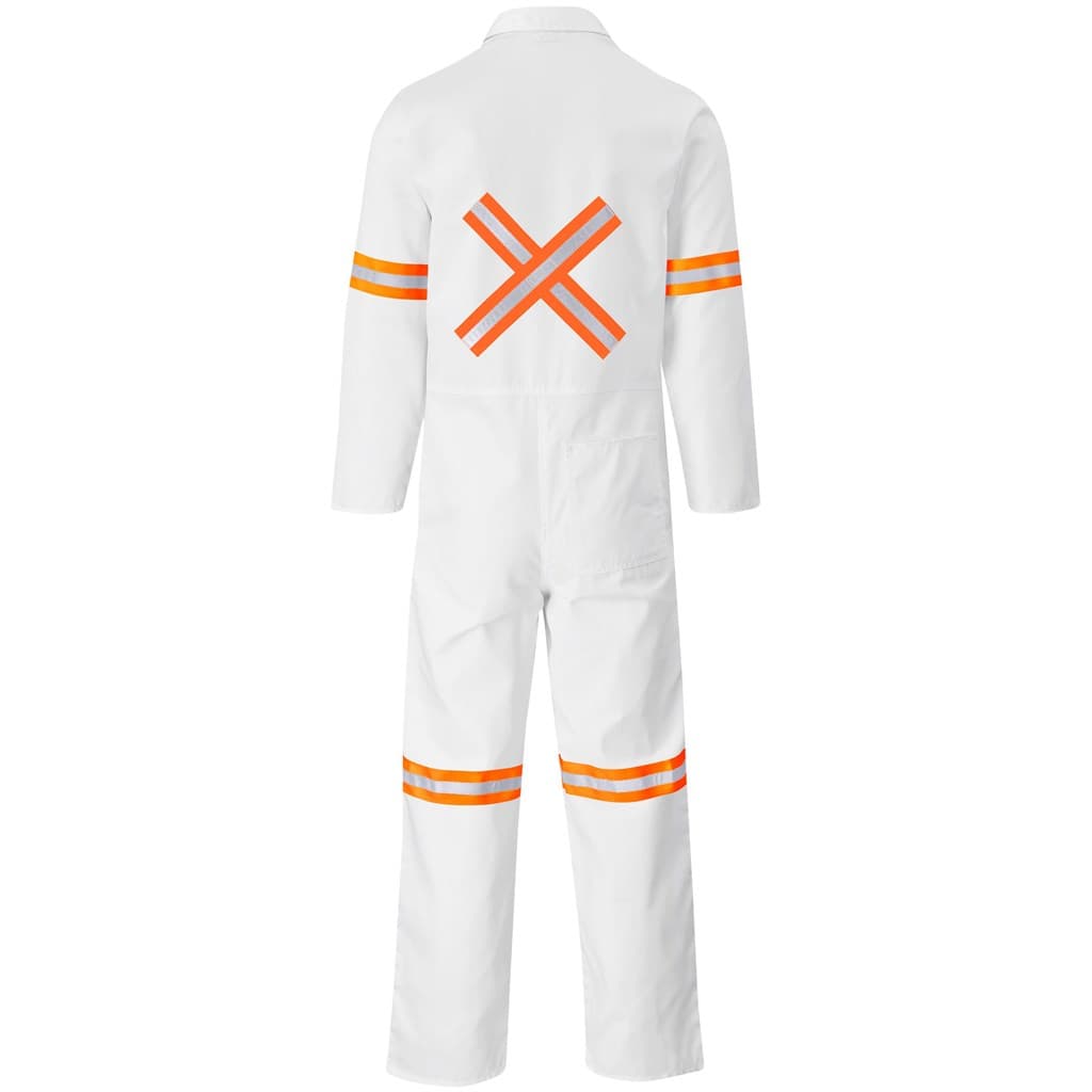 Safety Polycotton Boiler Suit - Reflective Arms Legs & Back - Orange Tape 11