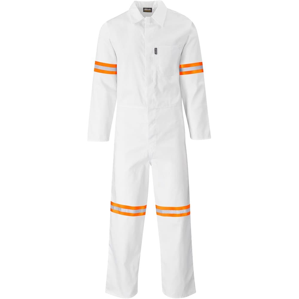 Safety Polycotton Boiler Suit - Reflective Arms Legs & Back - Orange Tape 12