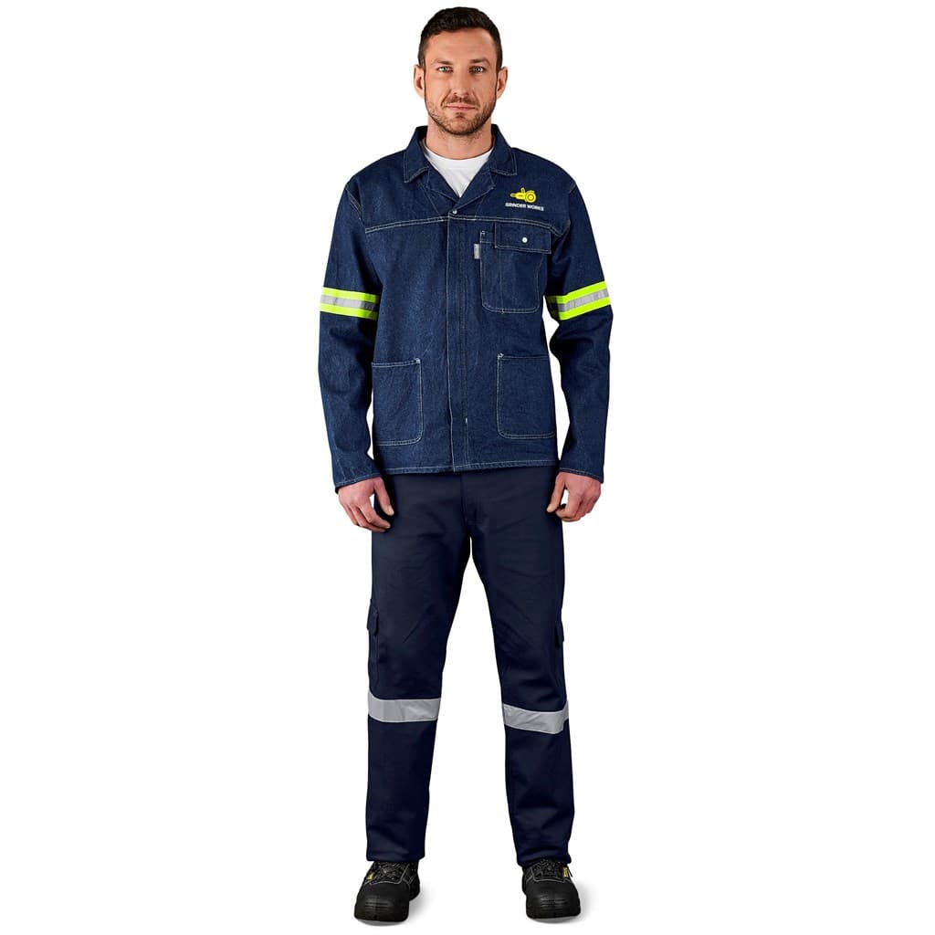 Cast Premium 100% Cotton Denim Jacket - Reflective Arms - Yellow Tape 8