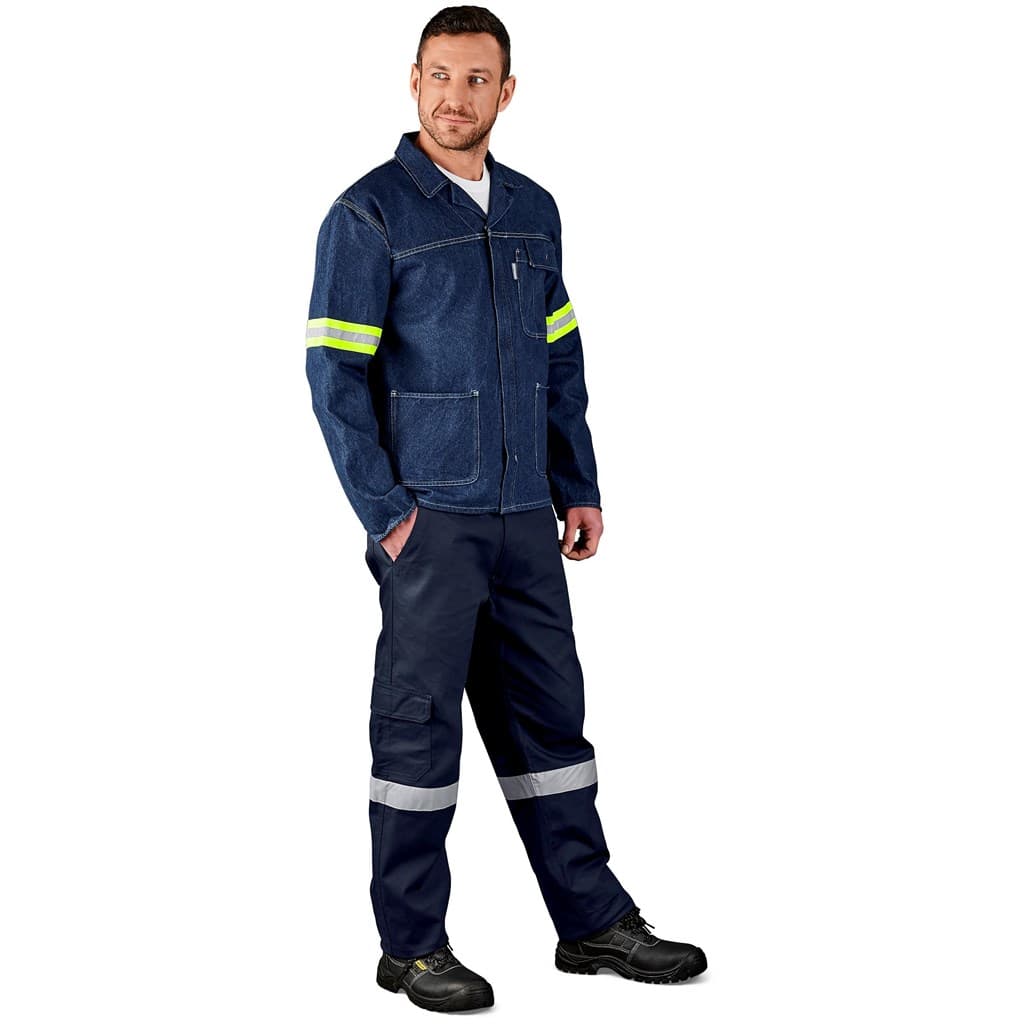 Cast Premium 100% Cotton Denim Jacket - Reflective Arms - Yellow Tape 7