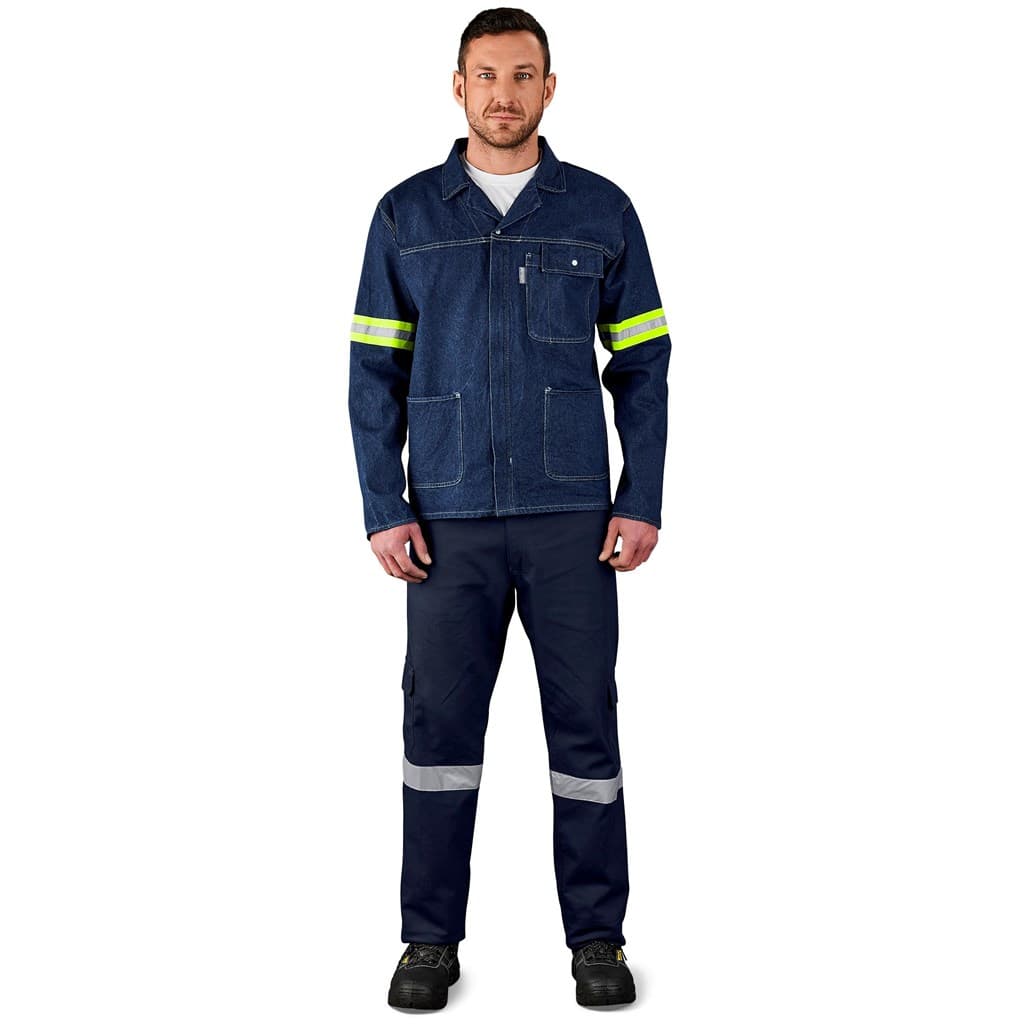 Cast Premium 100% Cotton Denim Jacket - Reflective Arms - Yellow Tape 9