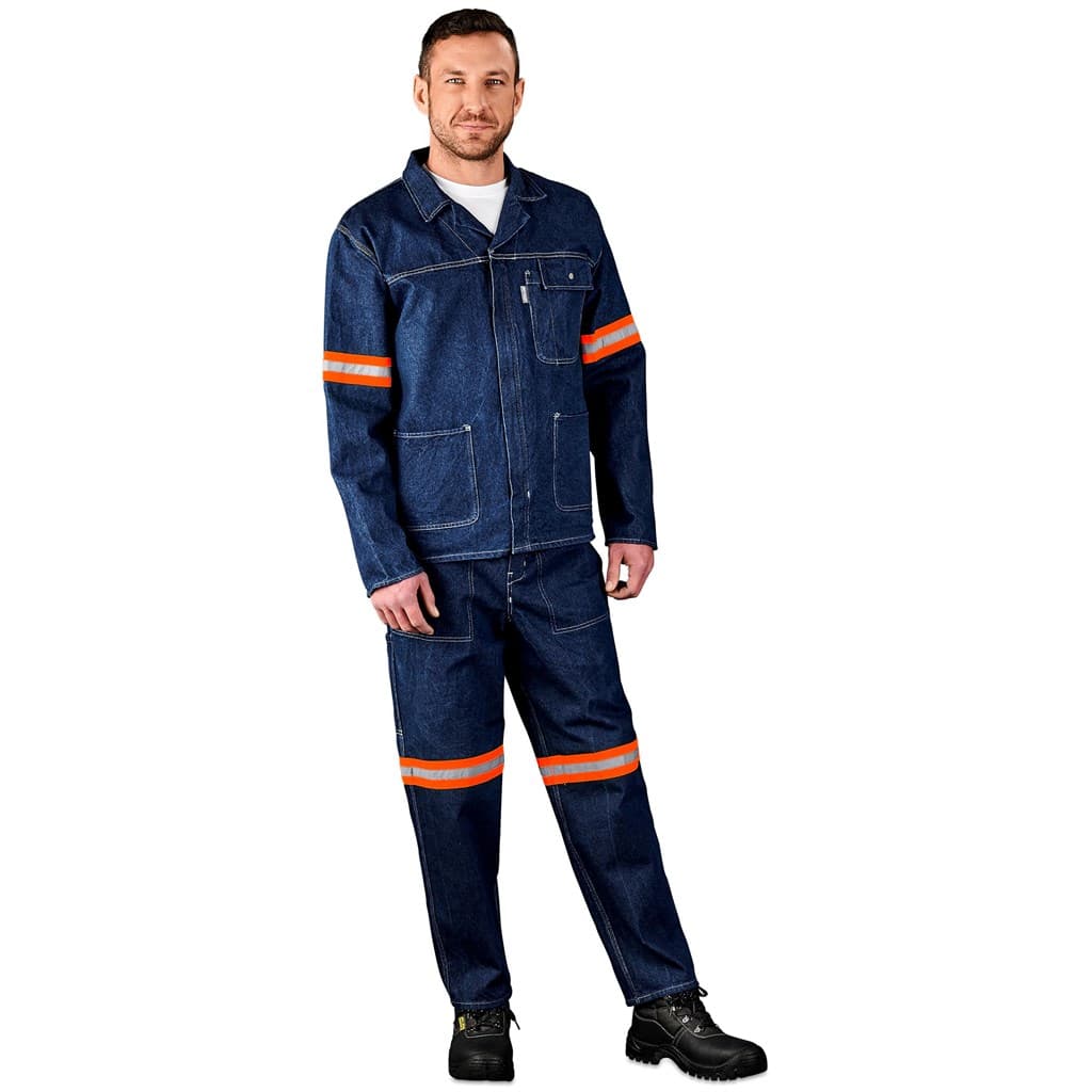 Cast Premium 100% Cotton Denim Jacket - Reflective Arms - Orange Tape 5